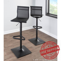 Lumisource BS-MIRAGE BKBK Mirage Contemporary Barstool in Black Metal and Black Mesh Fabric